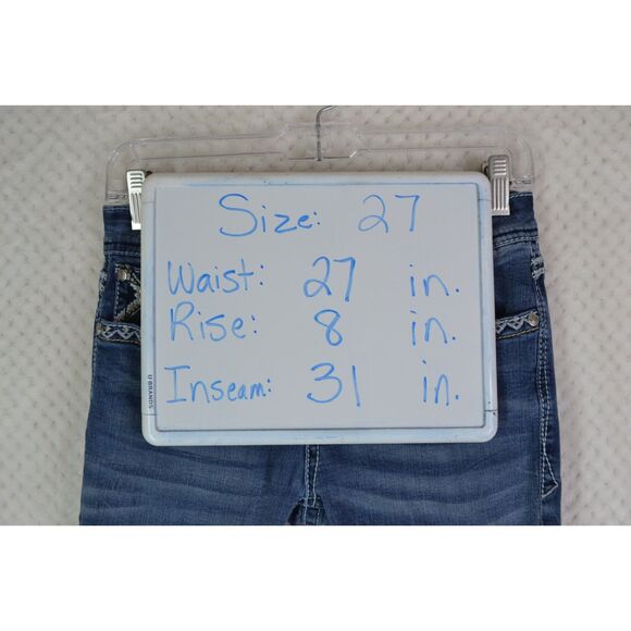 Grace In LA Women's 27 Medium Wash Embroidered Mid Rise Bootcut Jeans - Picture 8 of 16